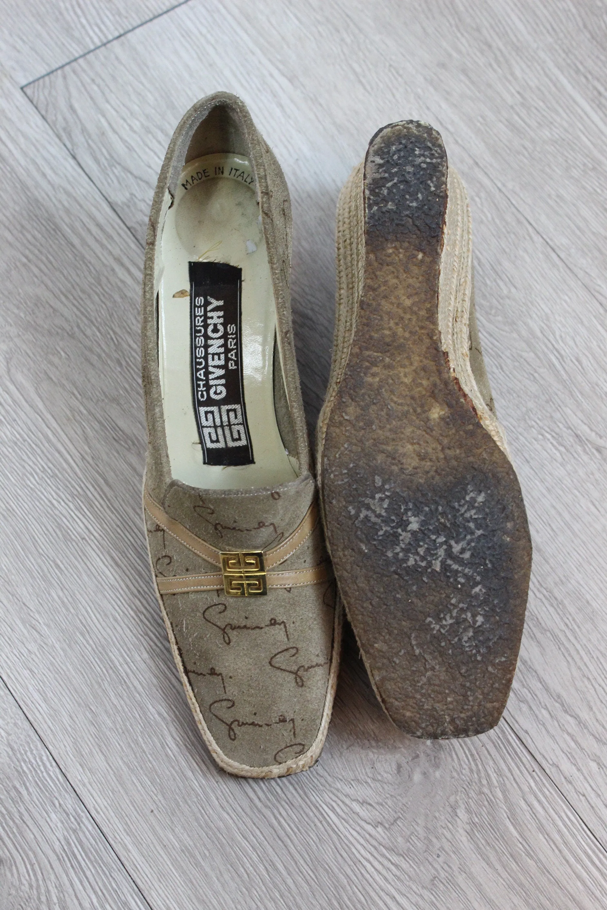 1980s GIVENCHY logo suede wedges shoes size 6.5 us | new fall
