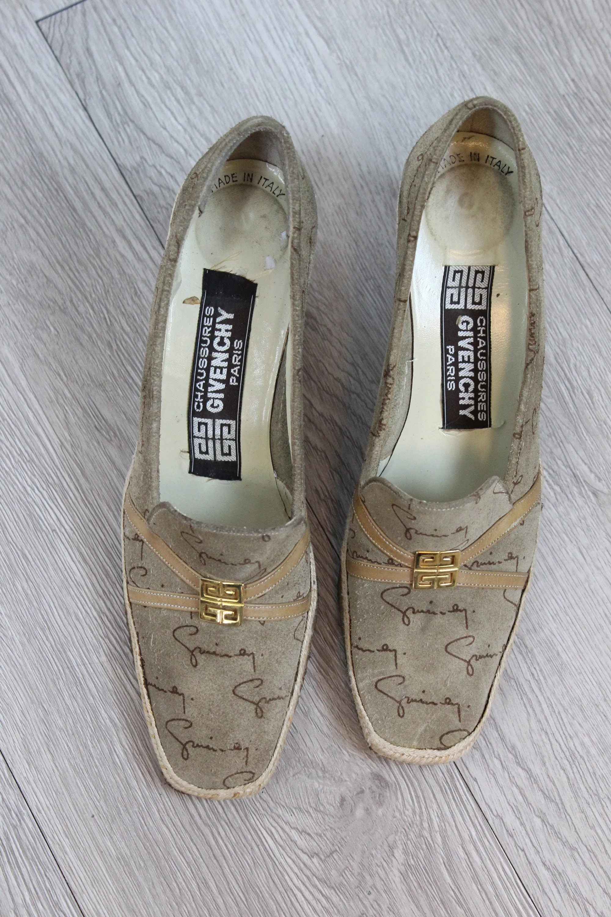 1980s GIVENCHY logo suede wedges shoes size 6.5 us | new fall