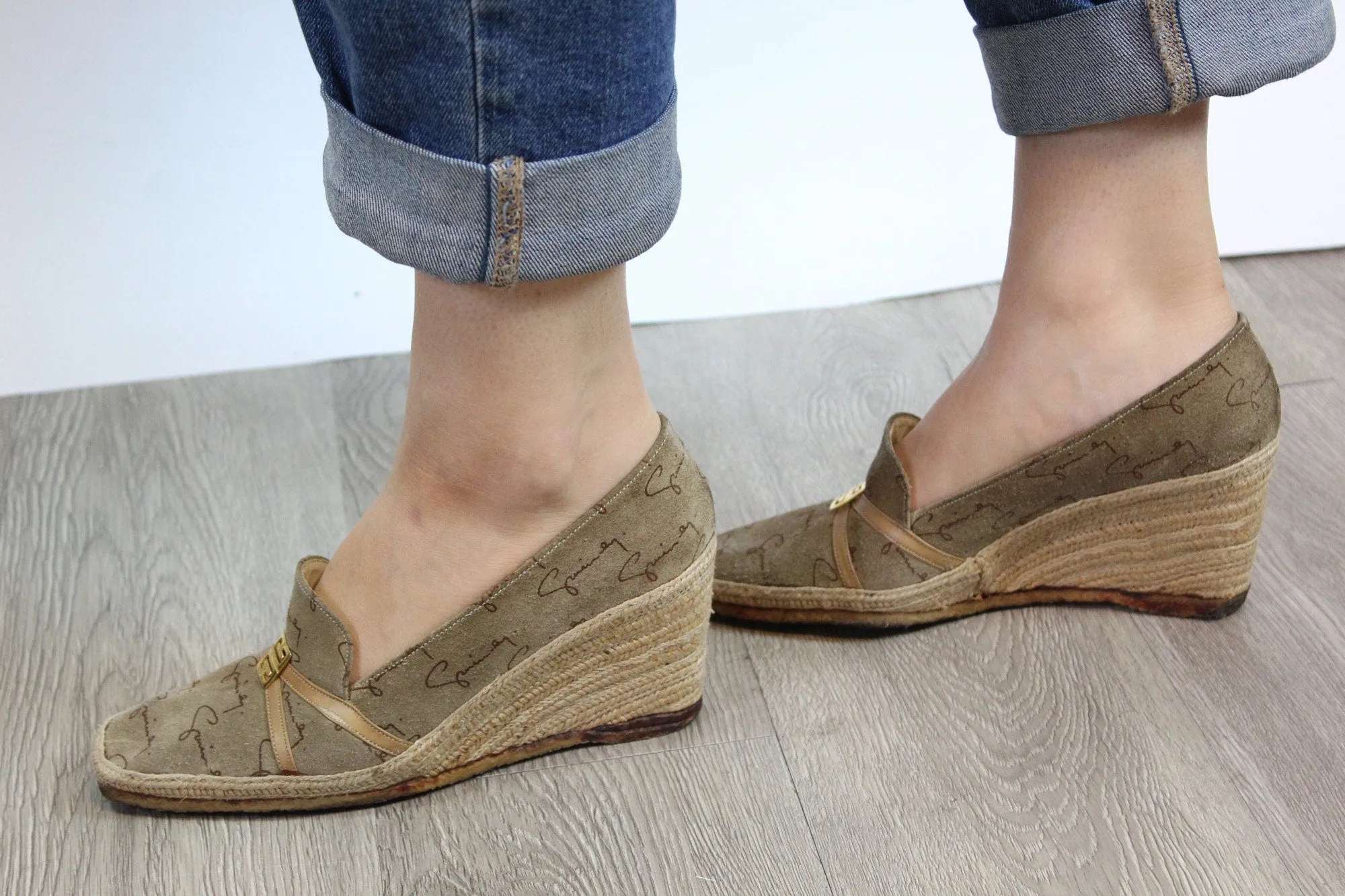 1980s GIVENCHY logo suede wedges shoes size 6.5 us | new fall
