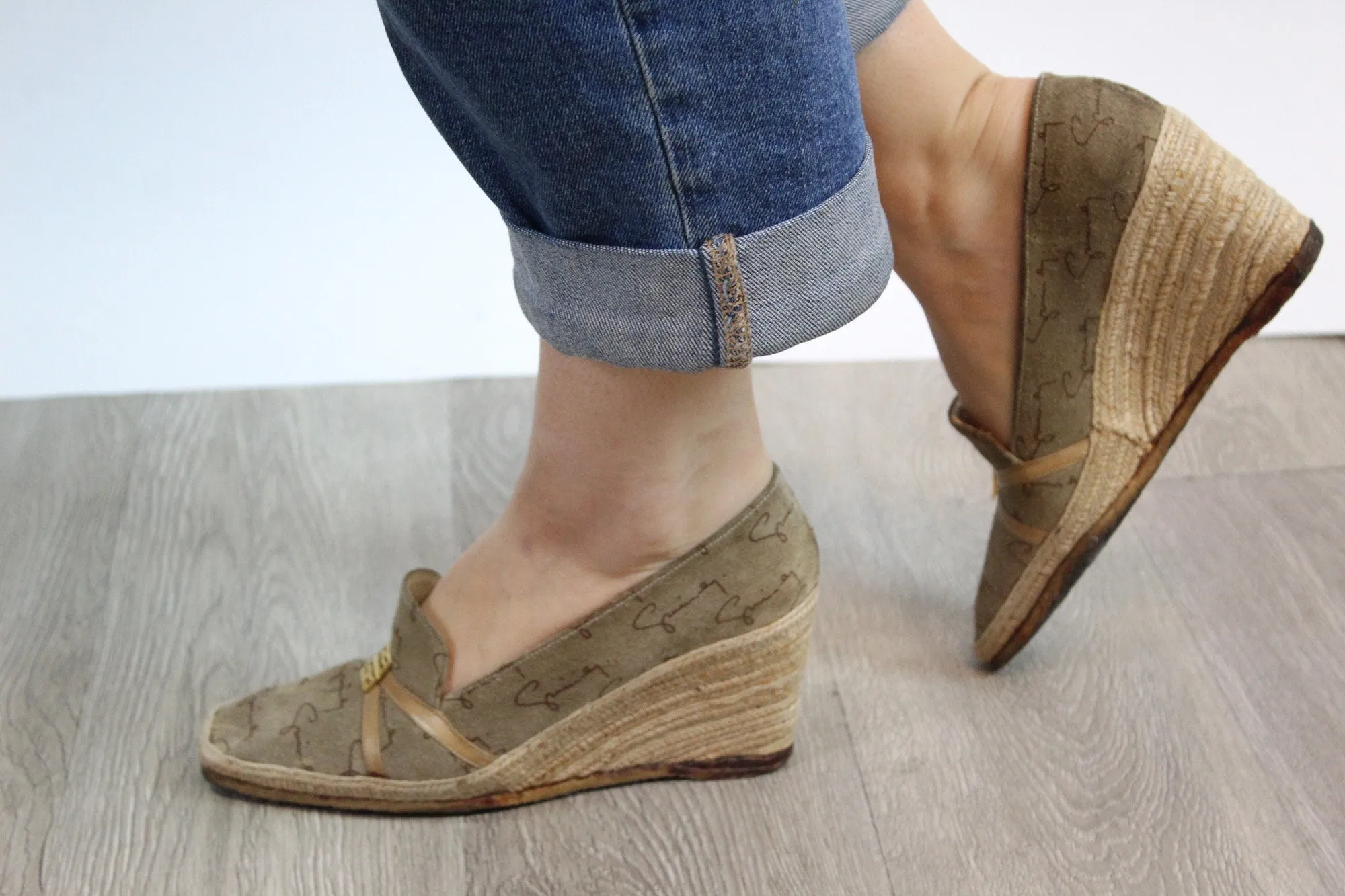 1980s GIVENCHY logo suede wedges shoes size 6.5 us | new fall
