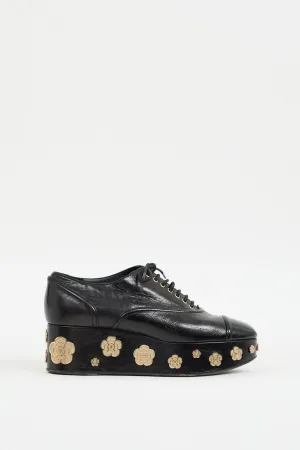 2016 Black Leather CC Camelia Platform Oxford