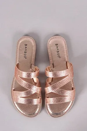 Bamboo Rhinestone Accent Strappy Slide Sandal