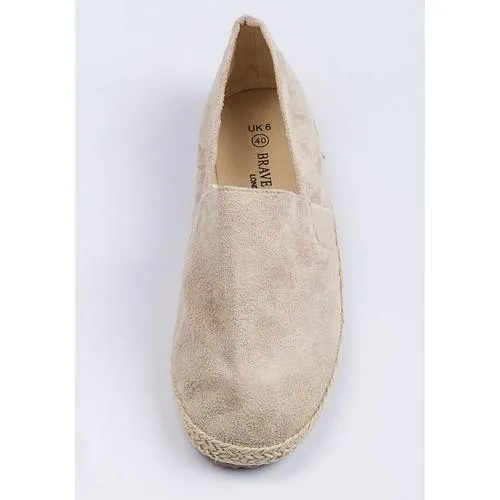 Brave Soul Suedette Slip-On Espadrilles Stone