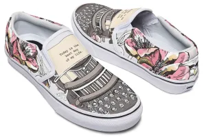 Floral Typewriter Slip-On Shoes