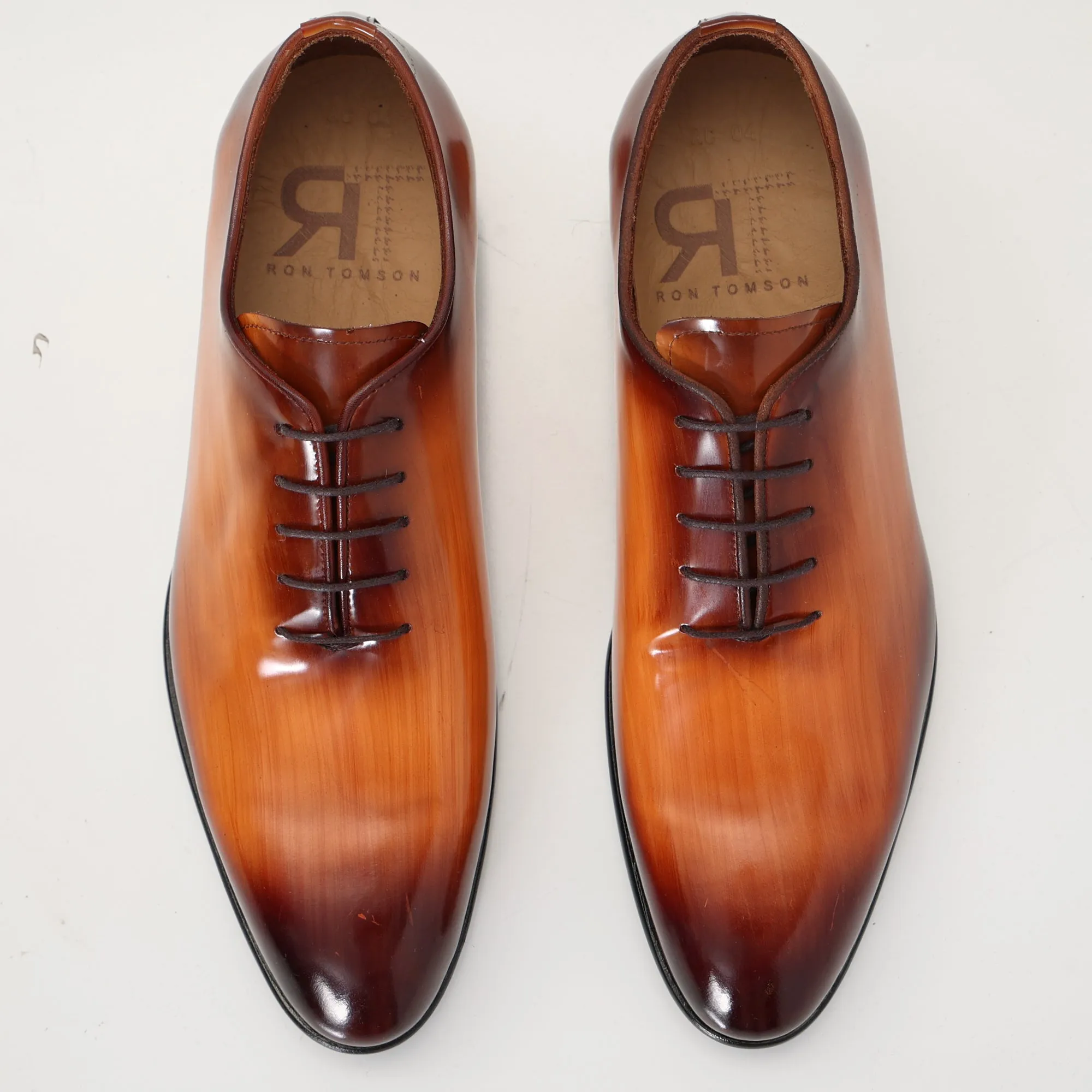 Hand Paint Patina Patent Leather Oxfords - Brown