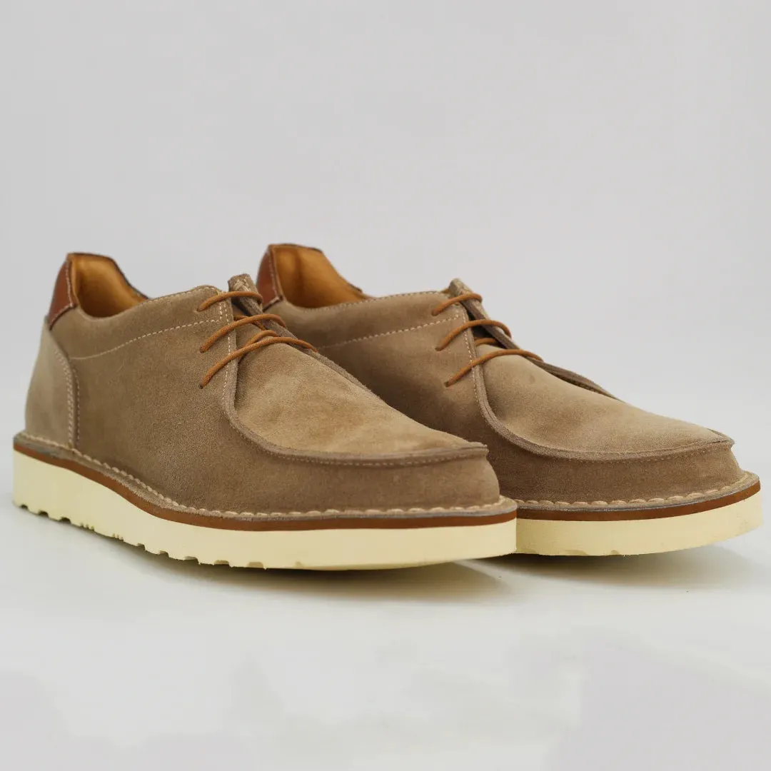 Men's lace-up sneaker in calf leather suede sabbia(1009)