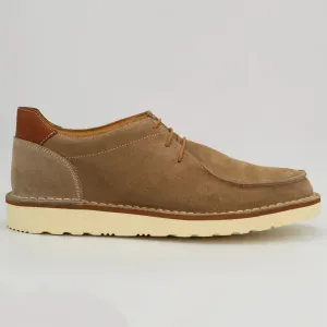 Men's lace-up sneaker in calf leather suede sabbia(1009)