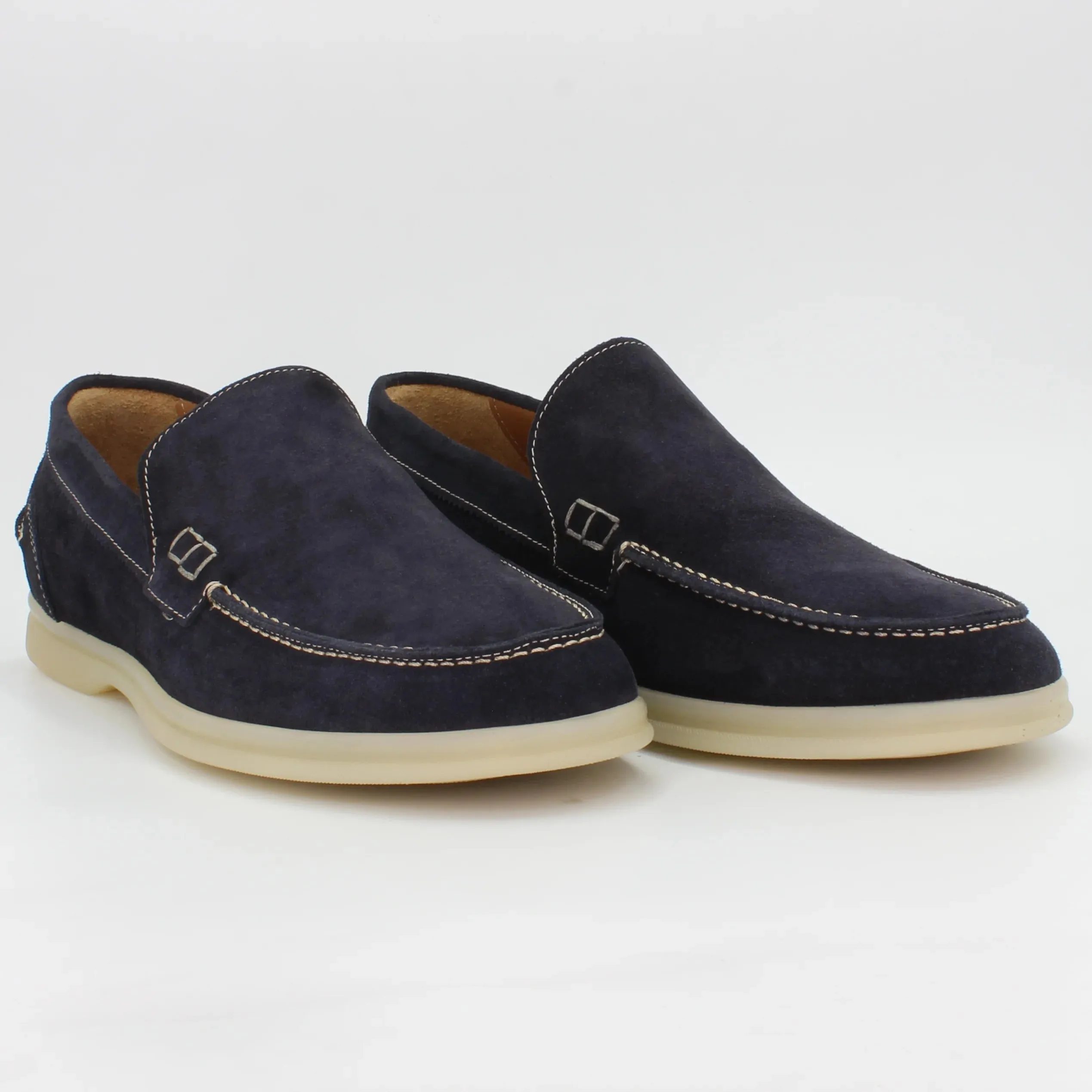 Men's moccasin in calf leather suede navy (BER2)
