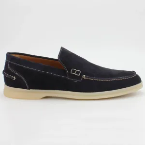 Men's moccasin in calf leather suede navy (BER2)