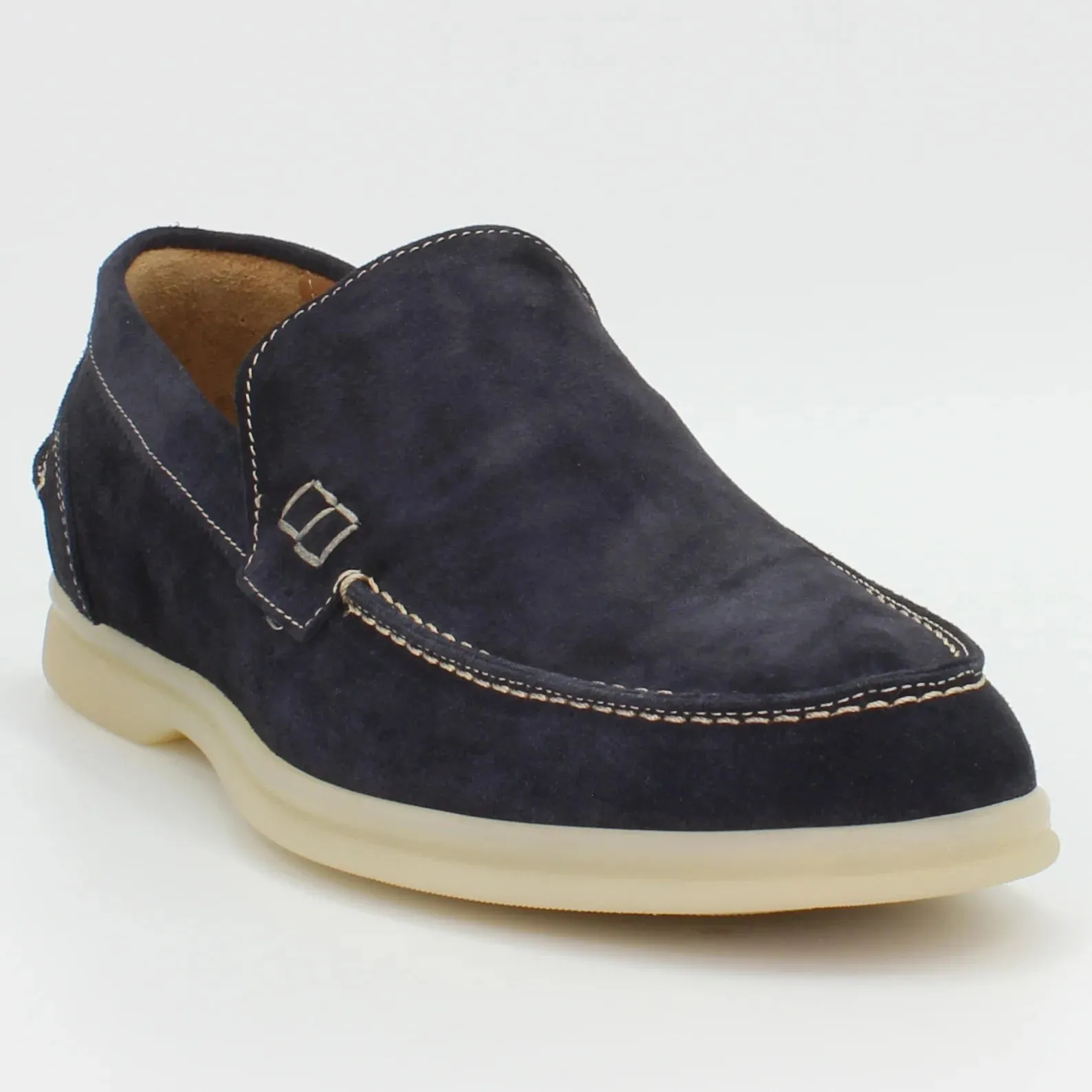 Men's moccasin in calf leather suede navy (BER2)