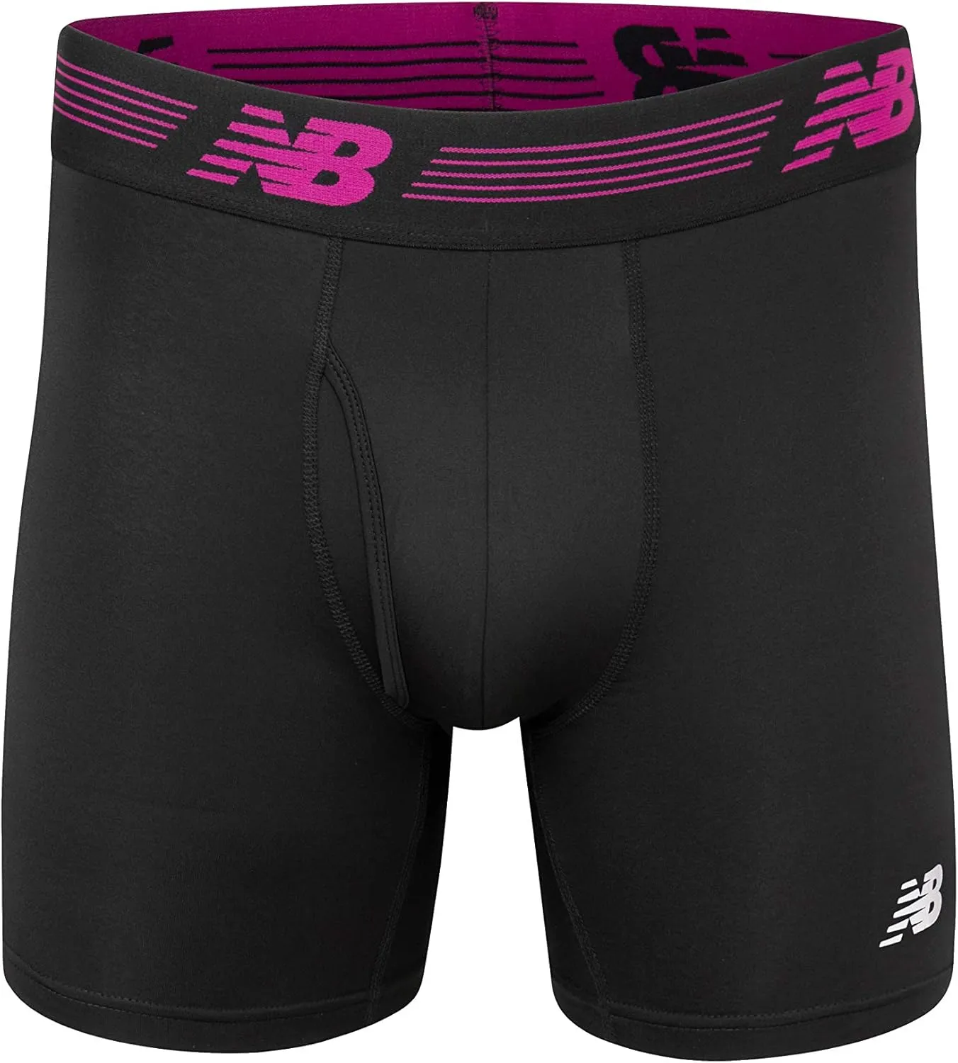 New Balance Men's Performance Boxer Briefs with Fly, Breathable Stretch Underwear, Moisture Wicking, Soft Waistband (3 Pack)