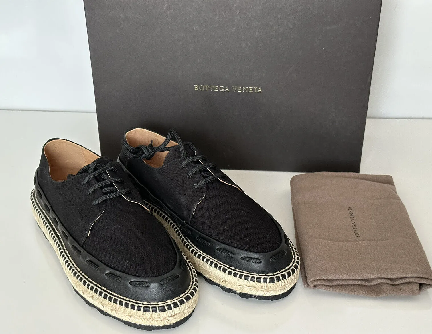 NIB $620 Bottega Veneta Men's Slip-on Espadrilles Shoes Black 10 US (43) 578267