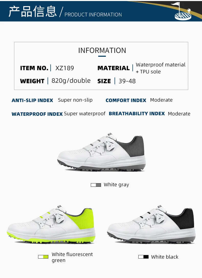 PGM XZ189 mens designer golf shoes manufacturers black waterproof spike golf shoes
