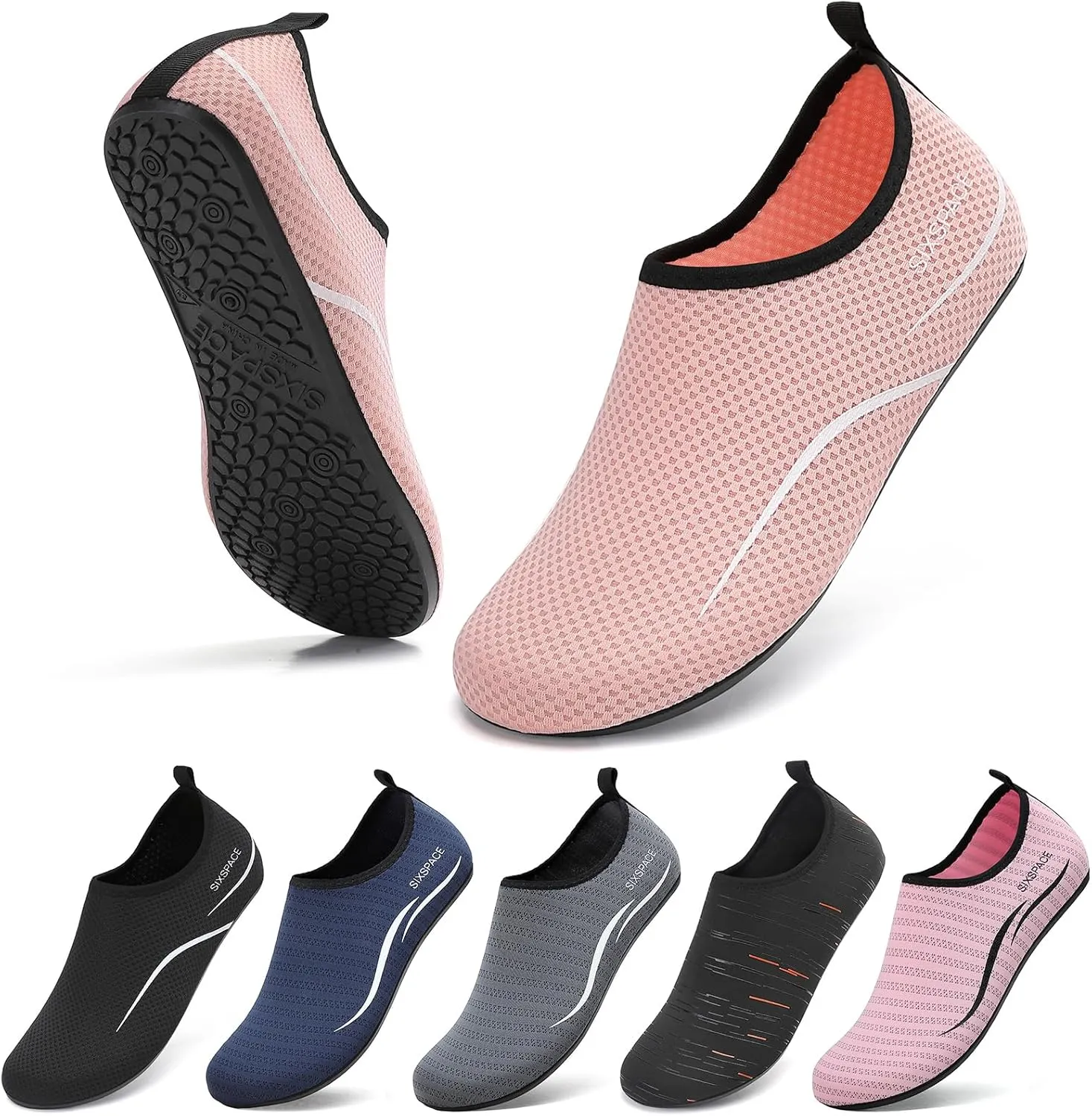 Sixspace Water Shoes for Women Men Aqua Socks Swim Shower Beach Barefoot Pool Quick-Dry Non Slip Lake Surf