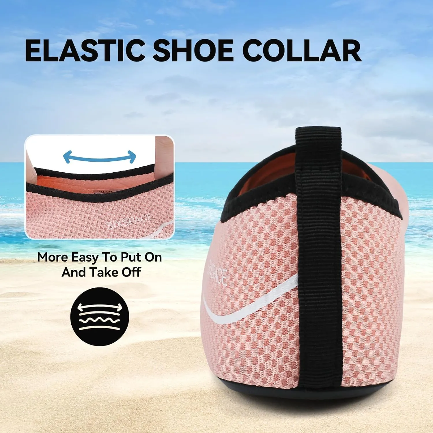 Sixspace Water Shoes for Women Men Aqua Socks Swim Shower Beach Barefoot Pool Quick-Dry Non Slip Lake Surf