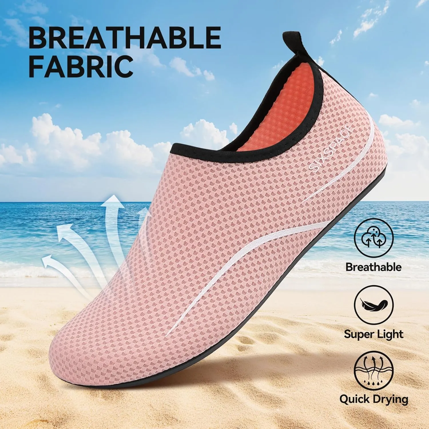 Sixspace Water Shoes for Women Men Aqua Socks Swim Shower Beach Barefoot Pool Quick-Dry Non Slip Lake Surf