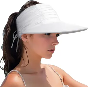 Women Visor Sun Hat Adjustable Foldable Wide Brim Sun Hats Summer UPF 50  UV Protection Visor Cap for Outdoor Beach